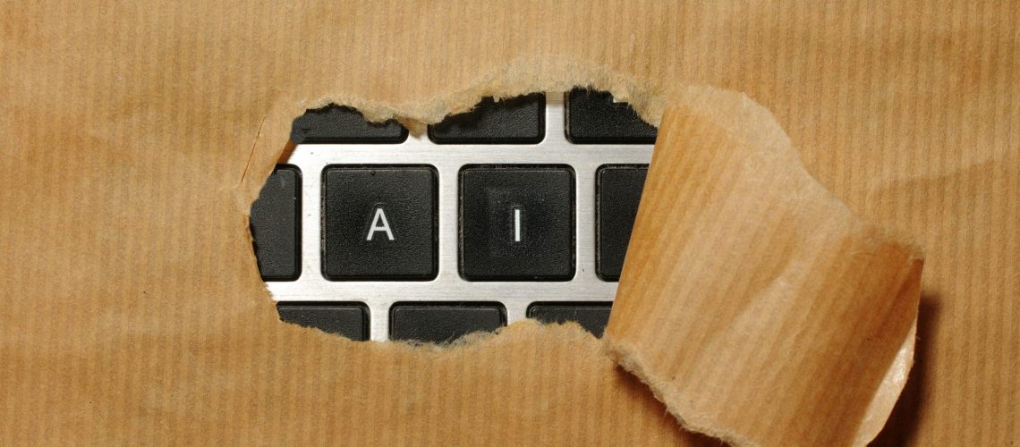 A piece of cardboard with a keyboard appearing through it